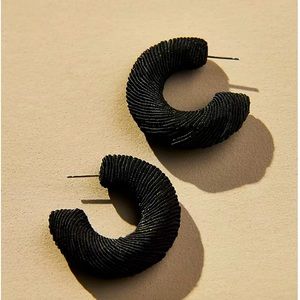 NWT Silk tapestry hoop earrings